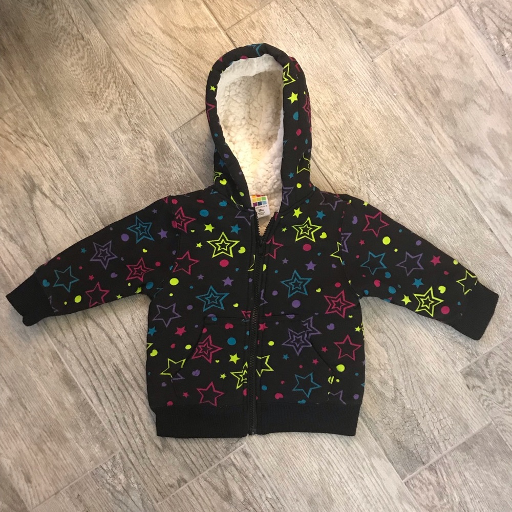 Baby’s Black and Rainbow Star Winter Coat
